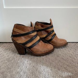 Strappy high heeled booties size 7.5